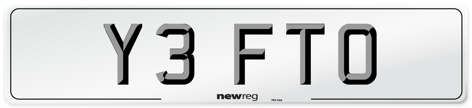 Y3 FTO Number Plate from New Reg